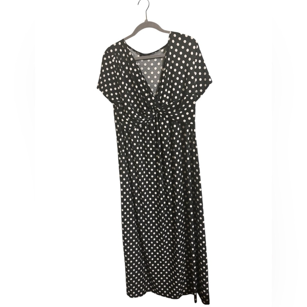 Star Vixen 90s Vintage Black White Polka Dot Maxi Dress